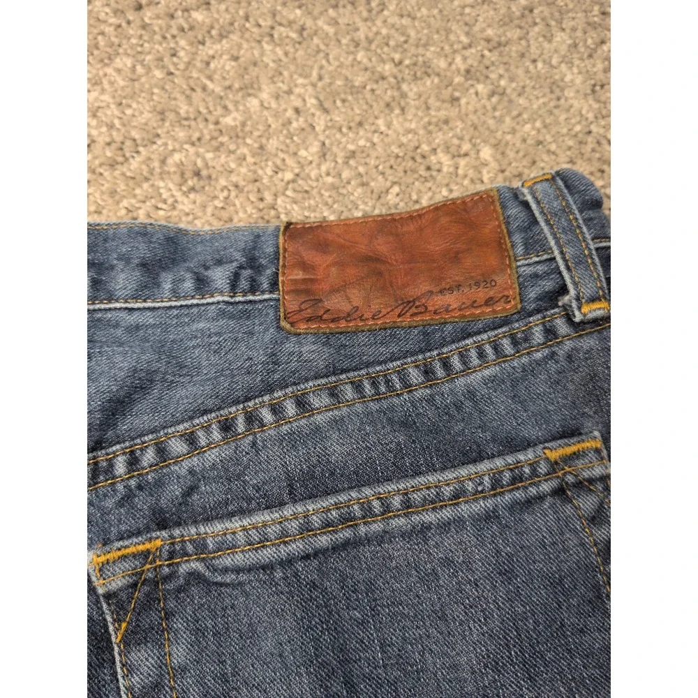 Eddie Bauer Relaxed Fit Flannel Lined Jeans Mens 32x32 Blue Denim Plaid Lining